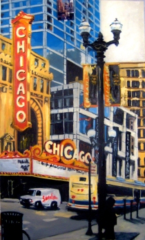The Chicago Theater, oil on linen, 36" x 60" - 2009